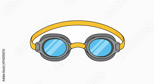 Essential Aqua Goggles with Sunny Yellow Strap Illustration