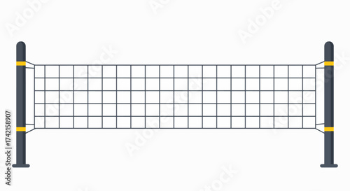 Modern Flat Design Sports Net with Posts and Yellow Highlights