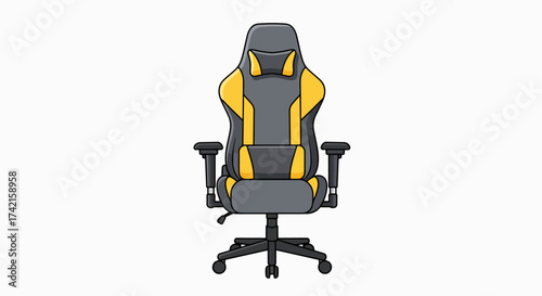 Sleek Grey and Yellow Gaming Chair: Ergonomic Comfort for Modern Gaming & Office Setups