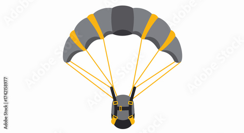 Vibrant Grey & Yellow Parachute Icon for Adventure & Safety
