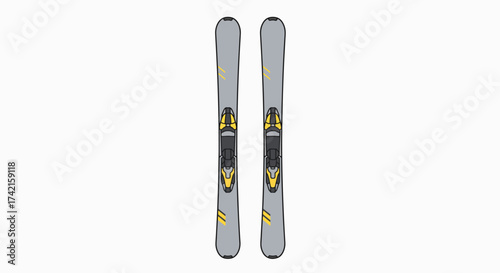 Precision All-Mountain Skis: Modern Grey & Yellow Design for Ultimate Winter Performance