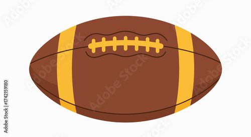 Stylized American Football Ball Flat Design Icon - Brown and Gold Sport Graphic