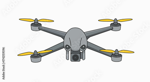Sleek Modern Quadcopter Drone with Camera – High-Tech Aerial Device Illustration
