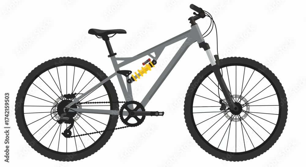 Fototapeta premium Dynamic Grey Full Suspension Mountain Bike Vector Illustration