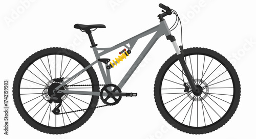 Dynamic Grey Full Suspension Mountain Bike Vector Illustration