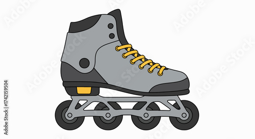 Sleek Gray Inline Skate with Yellow Laces - Dynamic Sport Gear Illustration