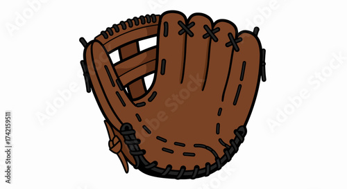 Classic Brown Baseball Glove Icon - Simple Cartoon Sports Equipment Illustration for Play and Team Graphics