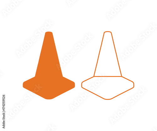 Vector traffic cone icon, Solid and outline Design