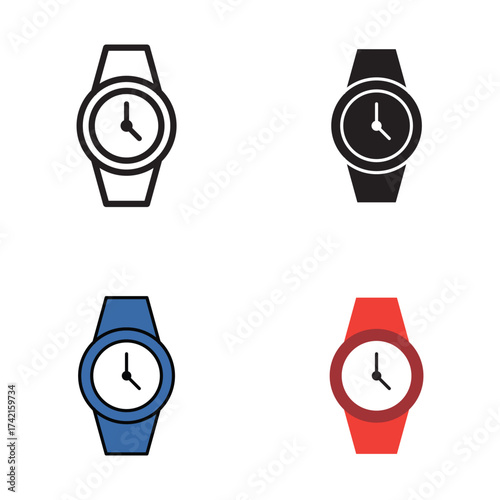Wristwatch Vector Icon Set for Time and Fashion Design
