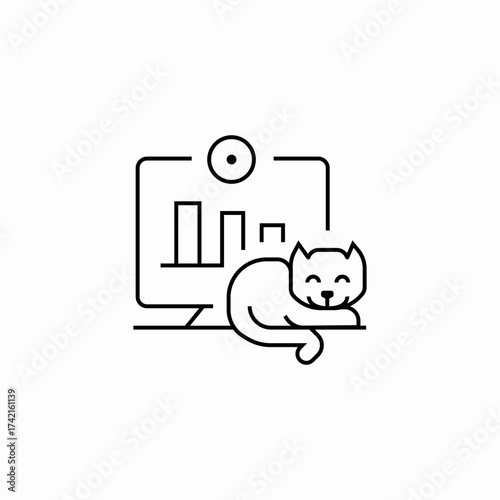 relaxed data analysis icon sign vector