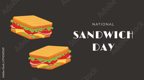 sandwich day food horizontal banner design