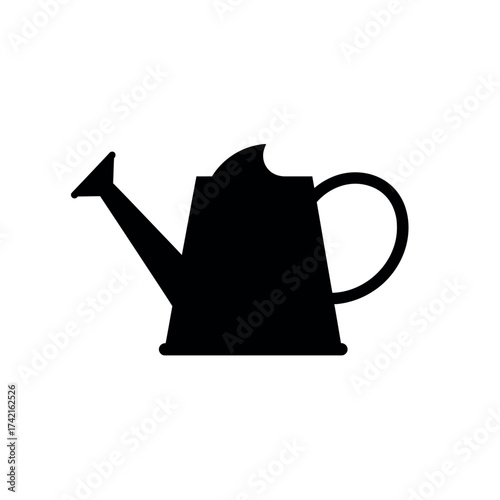 Black watering can silhouette for gardening and plant care in the garden.
