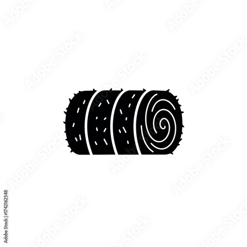 Hay Bale Silhouette Icon Farm Agriculture Symbol.