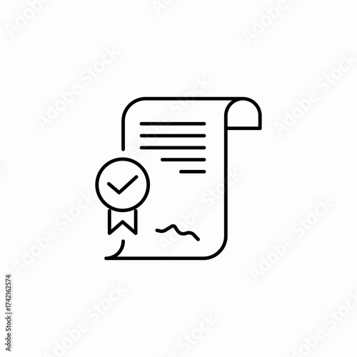 certified scroll approval icon sign vector