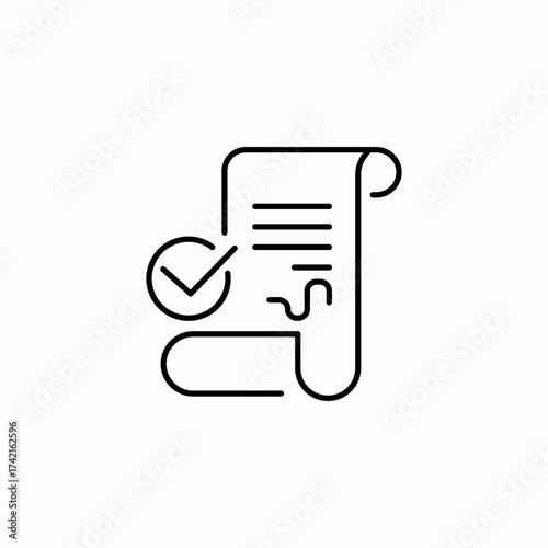 contract approval scroll icon sign vector