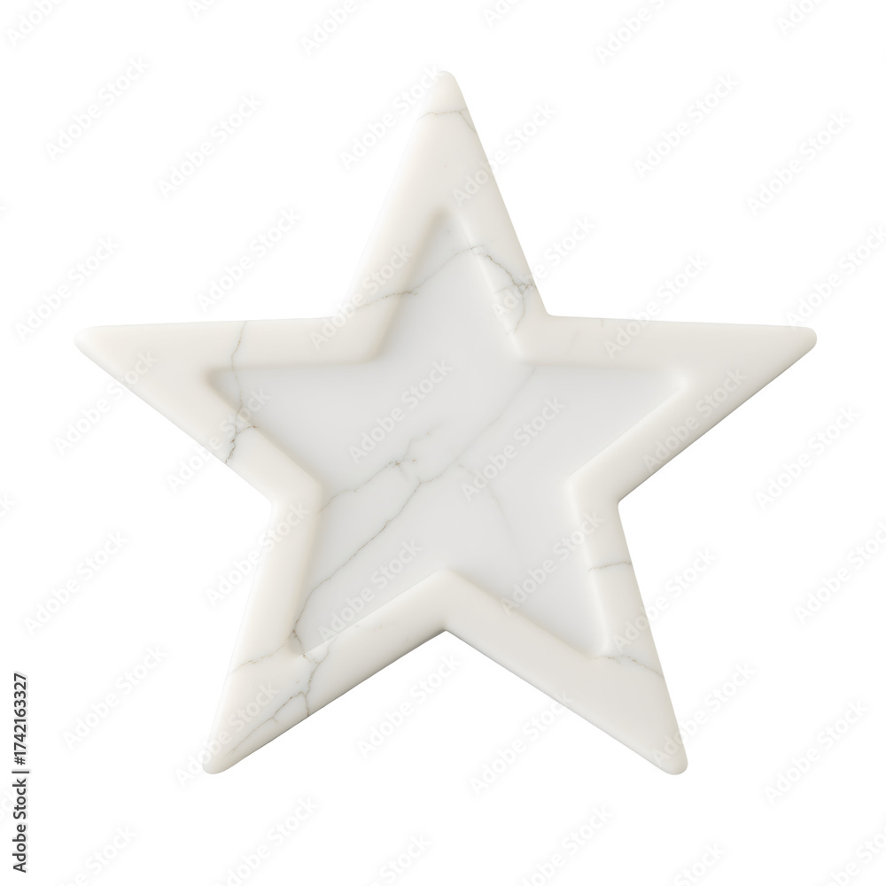 Fototapeta premium White star shape object isolated on transparent background