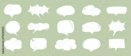 Speech bubble with crayons texture vector set. Hand drawn speech bubble in different shape with doodle decorative. Design for chat, talk, sale sticker, icon.