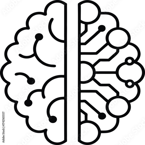 Brain Icon with Circuit Board Elements mind intelligence