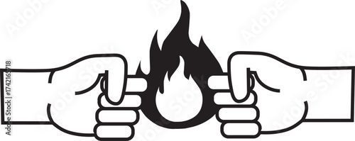 Symbol of Conflict with Two Hands Tearing a Flame