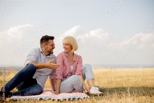 Couple enjoying a cheerful ...
