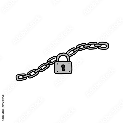 Gray chain with lock Halloween celebration concept isolated on white background
