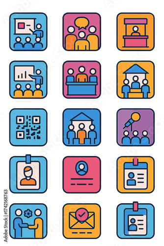 Corporate Events seminar card, networking event card, annual meet card, trade show card, presentation card, panel card, business expo card, executive