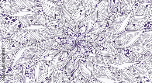 Intricate abstract digital artwork with a mesmerizing radial pattern of purple and white.
