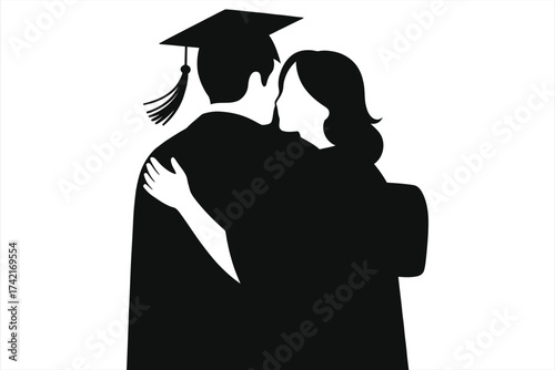 black graduation embrace silhouette clip art preview
