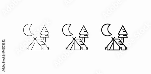 night camping tent icon sign vector