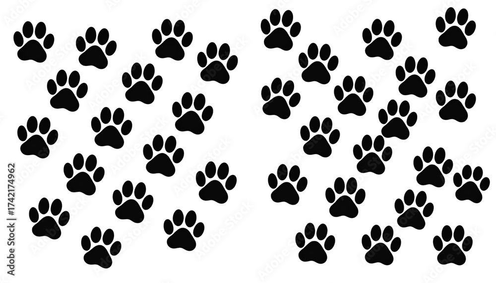 Collection of Two Animal Track Silhouette Designs isolated on transparent background Collection of Two Animal Track Silhouette Designs isolated on transparent background