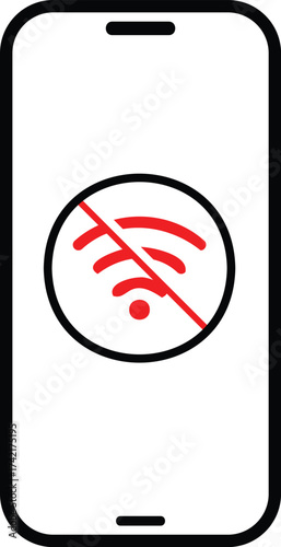  no wifi signal connection error smart phone icon. Disconnect wifi icon set. Lost wireless fidelity connection, no Wi-Fi connection sign symbol. No wifi forbidden sign.