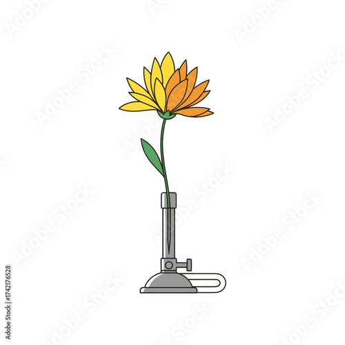 Flower in a Bunsen burner, a unique scientific concept.