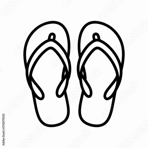 Pair of flip flops isolated on white background for summer vacation design