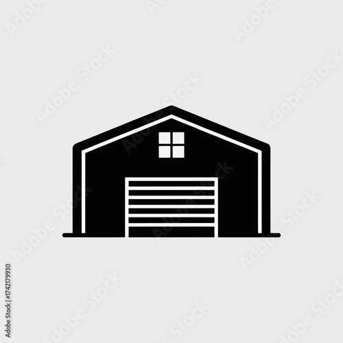 Black garage isolated on white background for vehicle storage and protection
