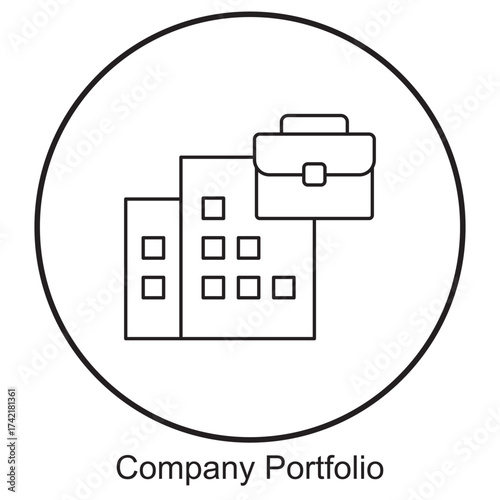 Company Portfolio Icon, Showcasing Our Company Portfolio, Building Trust Through Achievements, Innovation and Growth in Focus, A Comprehensive Business Overview, vector
