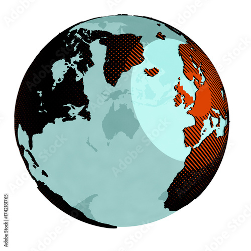 World globe maps. Earth Europe, America