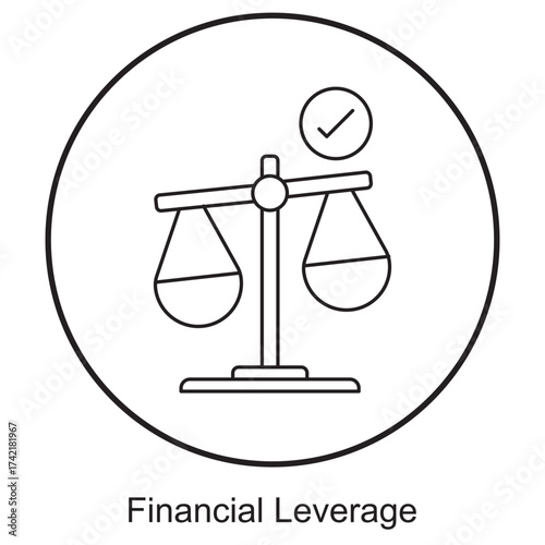 Financial Leverage Icon, Power of Financial Leverage, Balancing Risk and Return, Driving Growth with Leverage, Financial Leverage as a Strategic Tool, vector