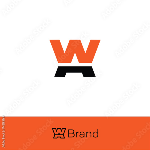 Modern WA or AW Castle Monogram Logo isolated with two backgrounds. 