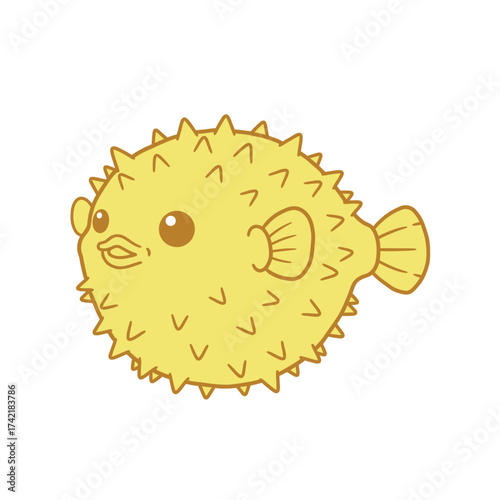 Cute Cartoon Pufferfish Illustration.