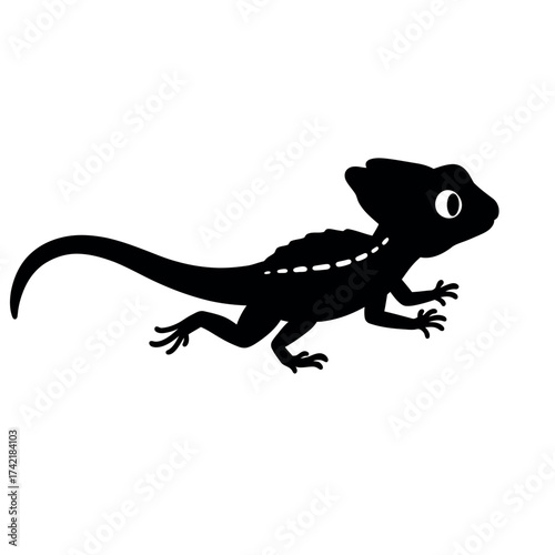 Silhouette of a Crested Gecko A Simple Vector Illustration.