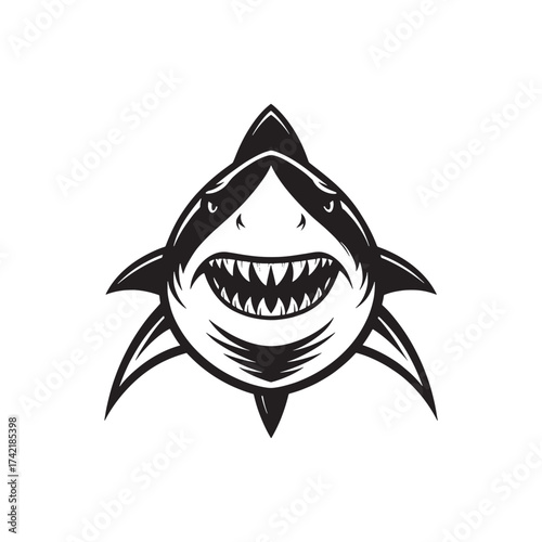 Shark head icon dangerous shark head vector dies silhouette on white background