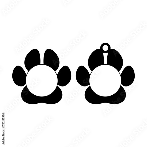 Dog paw monogram svg cut file. Isolated vector illustration.