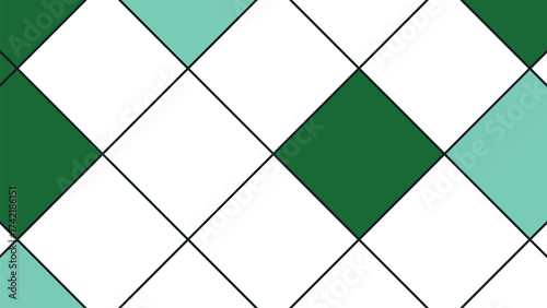 Harlequin Pattern in Green and Teal geometric diamond white seamless background tile texture abstract design shape rhombus modern
