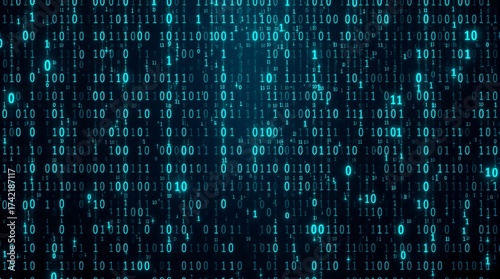 Obraz na płótnie Download free digital binary code background image for technology and data analysis visualization project