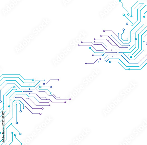 Abstract digital circuitry patterns connect futuristic technology and innovation concepts isolated on transparent background