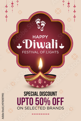 Happy Diwali Advertisement, Banner, Poster, Design vector template, Creative flyer concept, Graphic design element