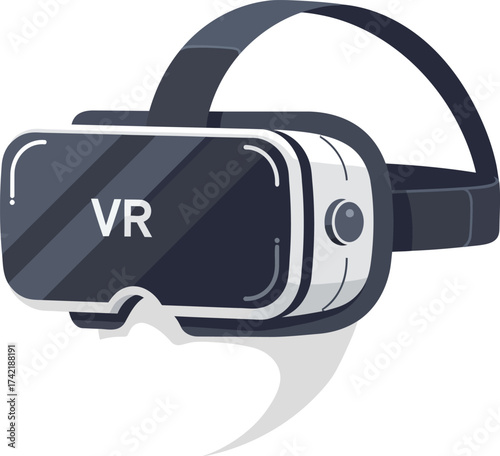 Modern vr headset with 'vr' text for immersive virtual reality experiences isolated on transparent background