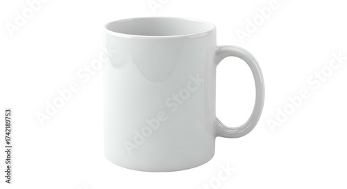 Simple white ceramic mug on a black background