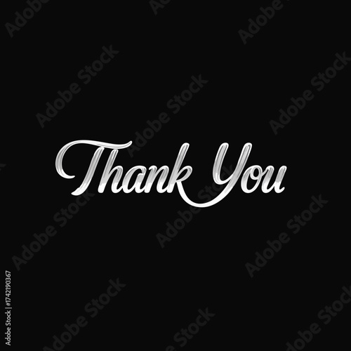 Elegant White Thank You Script Font with Textured Brush Strokes.