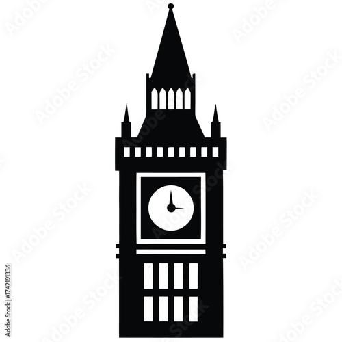 big ben Silhouette Icon Vector Art